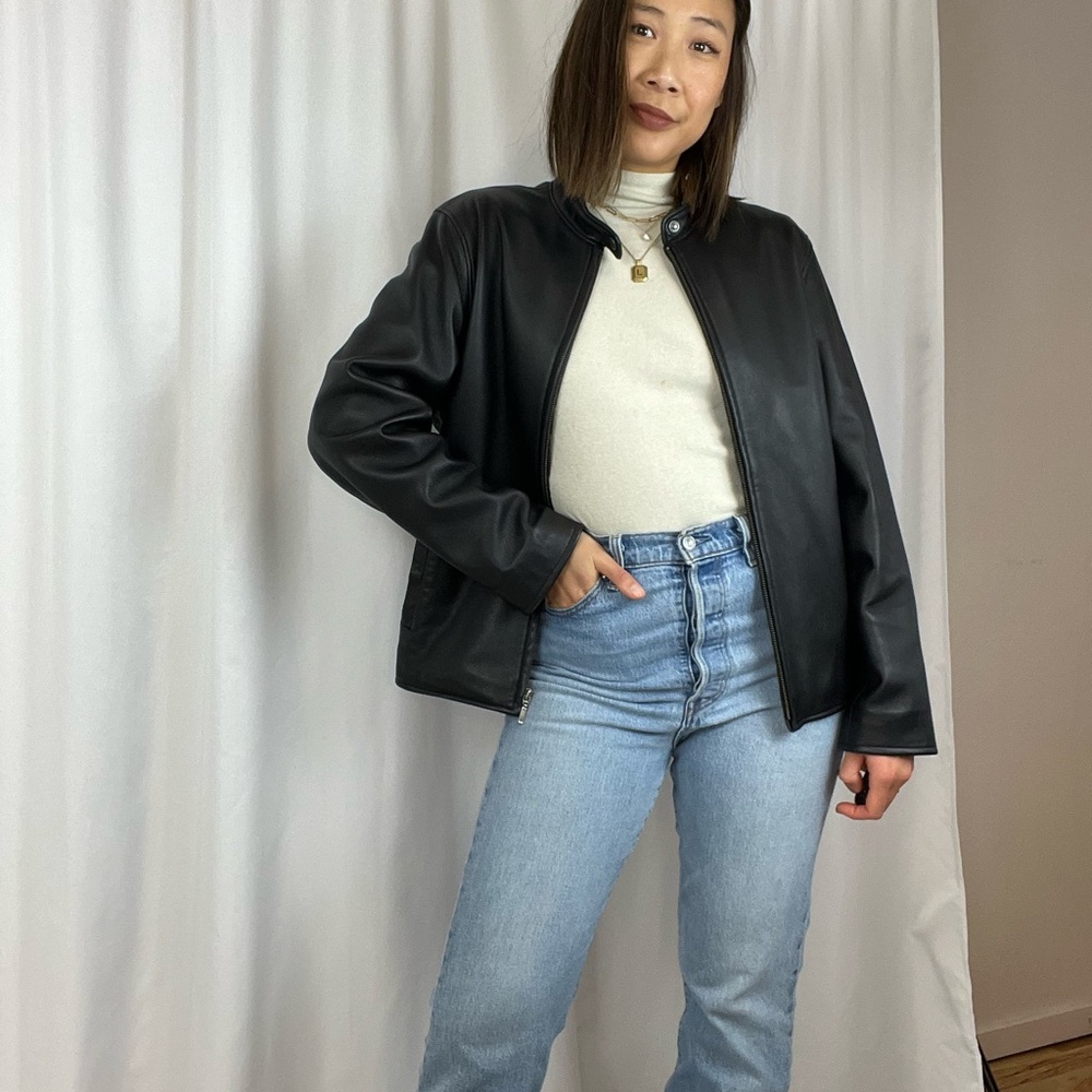 DESIGNER Golden Bear Black Leather Jacket